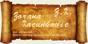 Zorana Kačunković vizit kartica